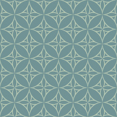Seamless geometric pattern with abstract floral elements based on Arabic ornaments. Geometric checkered background in blue-gray colors