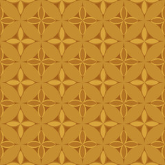 Seamless geometric pattern with abstract floral elements based on Arabic ornaments. Geometric checkered background in wood colors