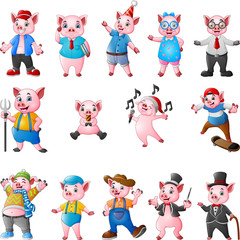 Cartoon pigs collection set