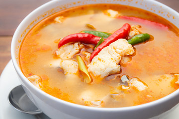 Spicy soup with clown featherback fish, thai food