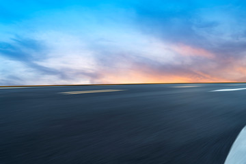 Sky Highway Asphalt Road and beautiful sky sunset scenery