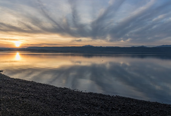 Reflecting sunset over Hood Canal