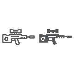 Sniper rifle line and glyph icon, weapon and military, gun sign, vector graphics, a linear pattern on a white background.