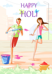 Indian people celebrating festival of Color Holi