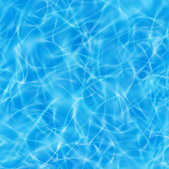 Fototapeta na wymiar Seamless blue ocean light pattern. Sea ripple with scattered little sunbeams. Swimming pool texture. Azure shining sunlight reflections. Eps 10