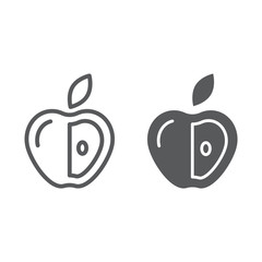 Healthy diet line and glyph icon, fruit and nutrition, apple sign, vector graphics, a linear pattern on a white background.