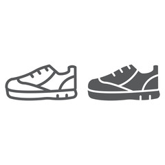 Sport shoes line and glyph icon, footwear and shoe, sneaker sign, vector graphics, a linear pattern on a white background.