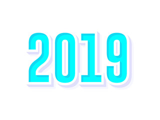 New year 2019. Greeting card design template with number 2019 text design. Vector illustration