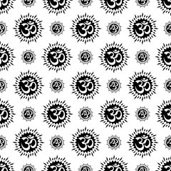 Aum (Om) The Holy Motif Seamless Pattern