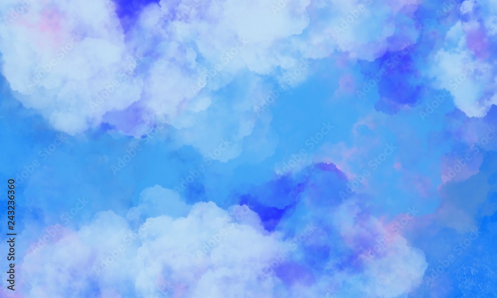 Wall mural abstract background with blue clouds and space for text