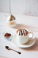 cup of hot cocoa drink, hot chocolate with whipped cream