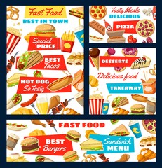 Fast food street snacks and drinks menu
