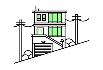 San Francisco villa. Outline stroke line illustration