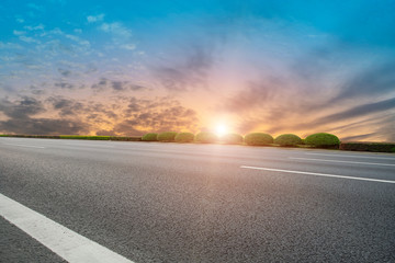 Sky Highway Asphalt Road and beautiful sky sunset scenery