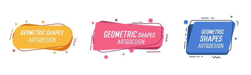 Set of modern organic shapes. Fluid vector trendy elements. Template graphics with geometric speech bubbles and banners with frames to put your own text