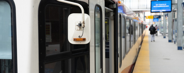 Mass transit train at downtain city rail station