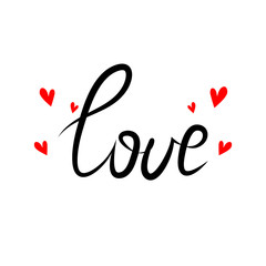 Vector Illustration of Calligraphic Lettering of Love Text