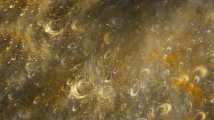 Colorful swirly golden shapes. Abstract grunge texture. Fractal background. 3d rendering.