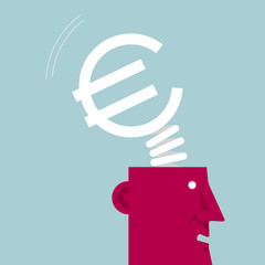 Surreal concept design, Euro symbol in the human brain.