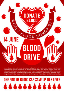 World blood donor day donation vector poster