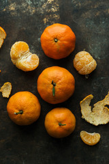 Tangerine on rustic background