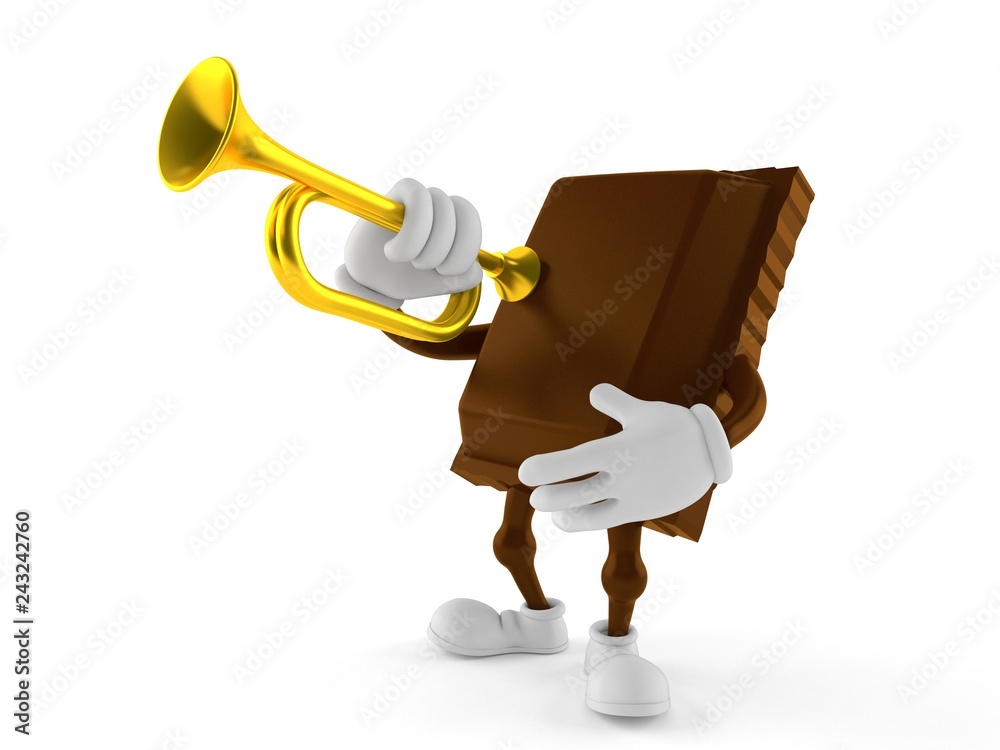 Canvas Prints chocolate character playing the trumpet