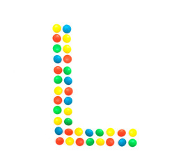 Multicolored alphabet from children's mosaic letter L