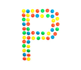 Multicolored alphabet from children's mosaic letter P