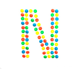 Multicolored alphabet from children's mosaic letter N
