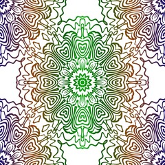 Traditional Ornamental Floral Pattern For Fashion Print. Ethnic Mandala Decoration. Blue, green color. Vector illustration