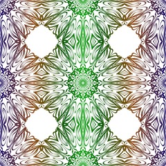 Traditional Ornamental Floral Pattern For Fashion Print. Ethnic Mandala Decoration. Blue, green color. Vector illustration