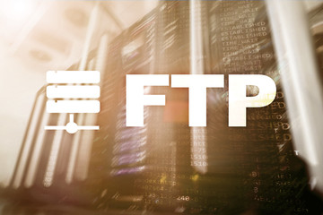 FTP - File transfer protocol. Internet and communication technology concept
