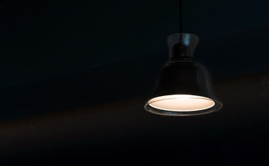 modern lamp hanging from the ceiling with copy space. Dark Tone
