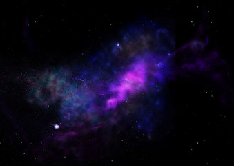 Star field in space and a nebulae. 3D rendering