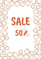 Cartoon vector illustration donut and word SALE.