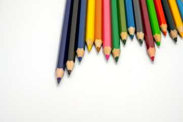 Color pencils isolated on white background.Close up