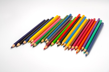 Fototapeta premium Color pencils isolated on white background.Close up