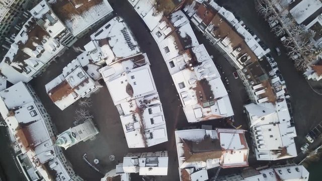 Swiss City Olten Winter wooden bridge railway station