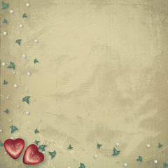 Fototapeta na wymiar Old shabby card with symbolic heart for Valentine's Day