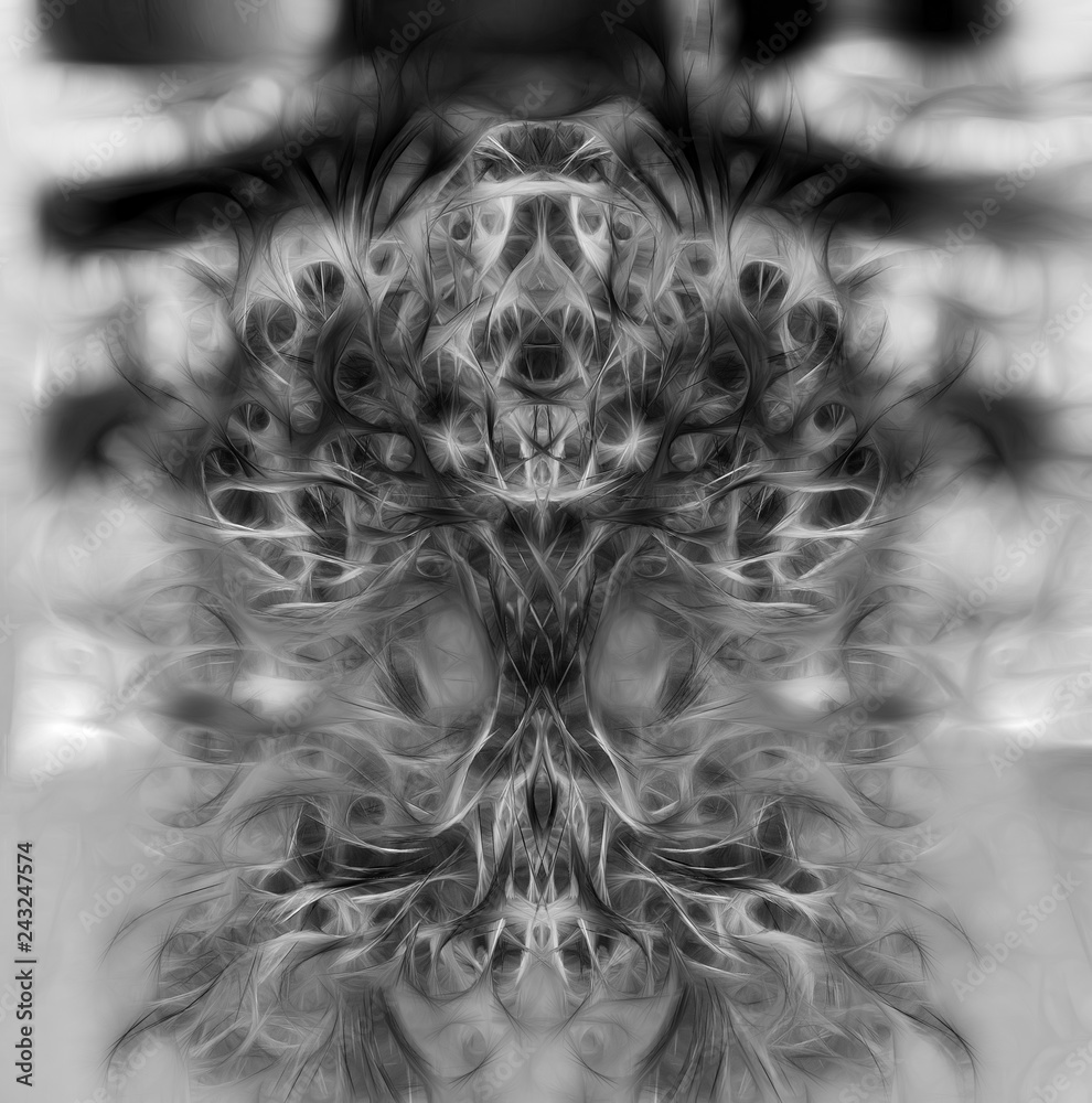 Leinwandbilder tree of life symbol on structured ornamental background, yggdrasil. Fractal effect.