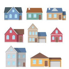 Fototapeta premium Houses set exterior modern illustration front apartment