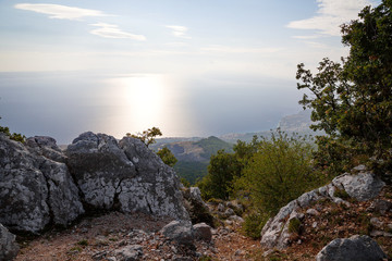 Fototapeta na wymiar Croatia - Biokovo Nature Park and Adriatic sea at sunset, Sveti Jure
