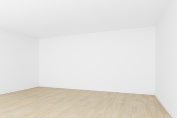 empty room ,white wall with wood floor ,3d interior