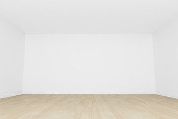 empty room ,white wall with wood floor ,3d interior