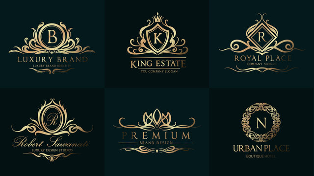 Luxury Wedding Logo with Ornament Baroque style design for invitation and luxurious brand identity and print template. 