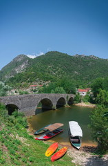 Fototapeta na wymiar New Bridge over Crnojevica river in Montenegro