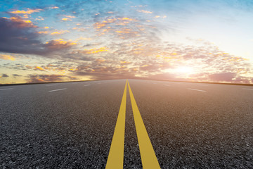 Air highway asphalt road and beautiful sky scenery