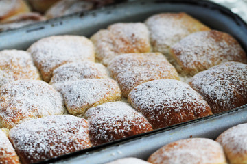 traditional czech buns fill by fruit jam