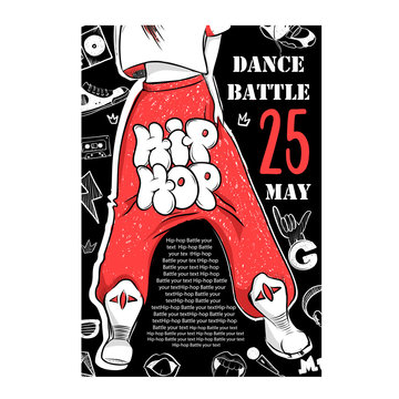 Poster Hip Hop Dance Battles. Illustration Of Legs Of Street Dancer