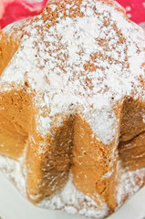 Pandoro - traditional italian Christmas cake with copy space